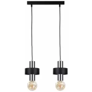 Image of Keter Unica Bar Pendant Ceiling Light Black, Silver, 50cm, 2x E27