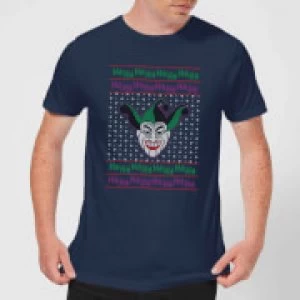 Image of DC Joker Knit Mens Christmas T-Shirt - Navy - M
