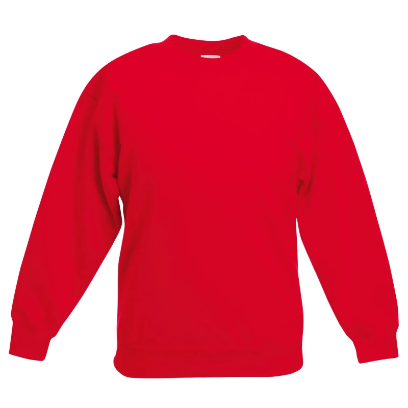 Image of Fruit of the Loom Classic 80 20 Set-In Sweatshirt in Red Size: 12-13 Years Red Unisex 12-13 Years