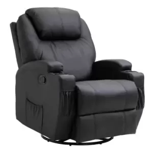 Image of Homcom 8 Point Massage Recliner Chair Sofa Rocking Swivel With Remote Control PU Faux Leather Black
