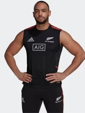 Image of adidas All Blacks Primeblue Rugby Performance Singlet, Black Size XS Men