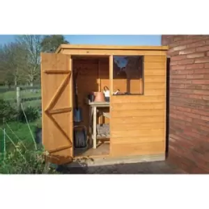 Image of 6X4 Pent Dip Treated Overlap Golden Brown Wooden Shed - Assembly Service Included
