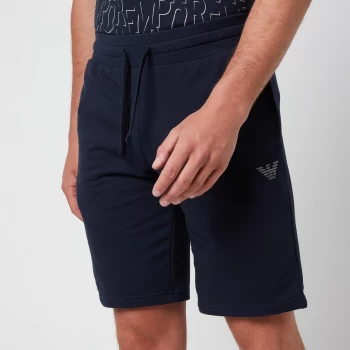 Image of Emporio Armani All Over Logo Terry Bermuda Shorts Blue Size L Men
