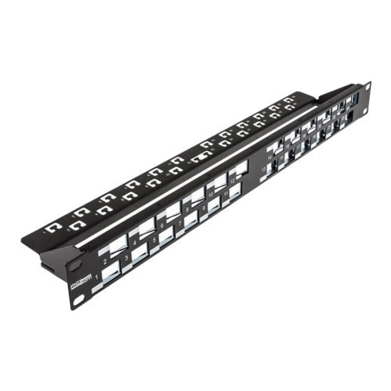 Image of Cablenet Cablenet 24 Port Cat6a 1u Unloaded Keystone (Angled Jacks) Patch Panel 72-3762