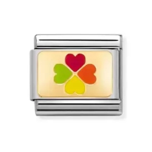 Image of Nomination Classic Gold Rainbow Four Leaf Clover Charm