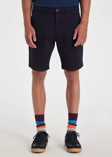 Image of Paul Smith Navy Cotton-Blend Zebra Logo Shorts