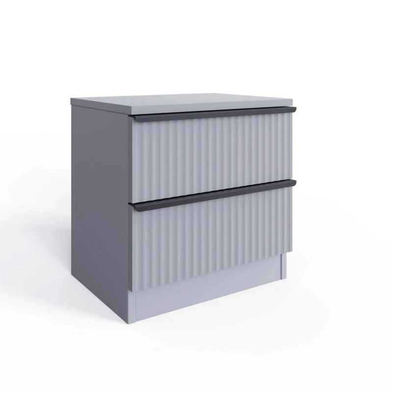 Image of FWStyle FWStyle 2 Drawer Bedside Table Chest Dark Matt Grey Ripple Effect Grey One Size Unisex 5056413129314