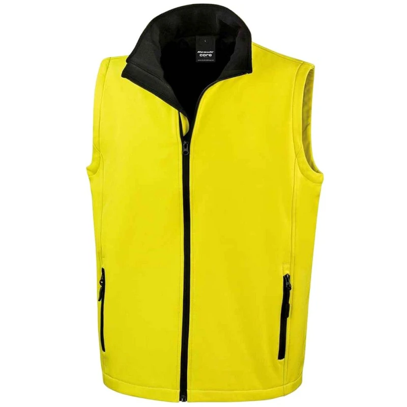 Image of Result Result Men Core Printable Soft Shell Bodywarmer in Yellow Size: Small Yellow S Male 5063527335463