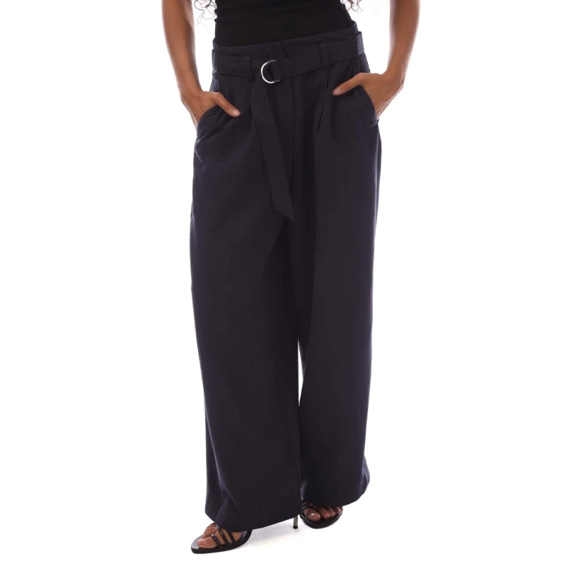 Image of Gant Wide Cropped Belted Pants Blue female XS