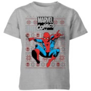Image of Marvel Avengers Classic Spider-Man Kids Christmas T-Shirt - Grey - 3-4 Years