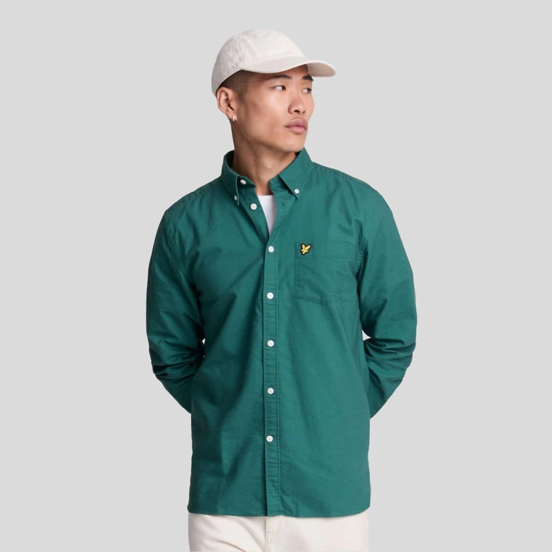 Image of Lyle and Scott Plain Oxford Shirt Green male S