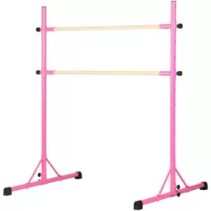 Image of Freestanding Ballet Barre, Height Adjustable Ballet Bar for Home, Studio - Pink and Natural - Homcom