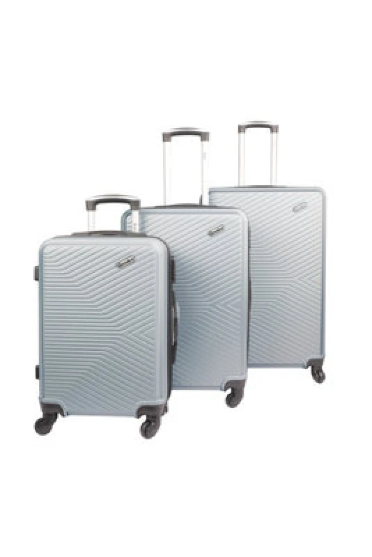 Image of Groundlevel Infinity Hard Shell 3 Piece Luggage Set - Silver