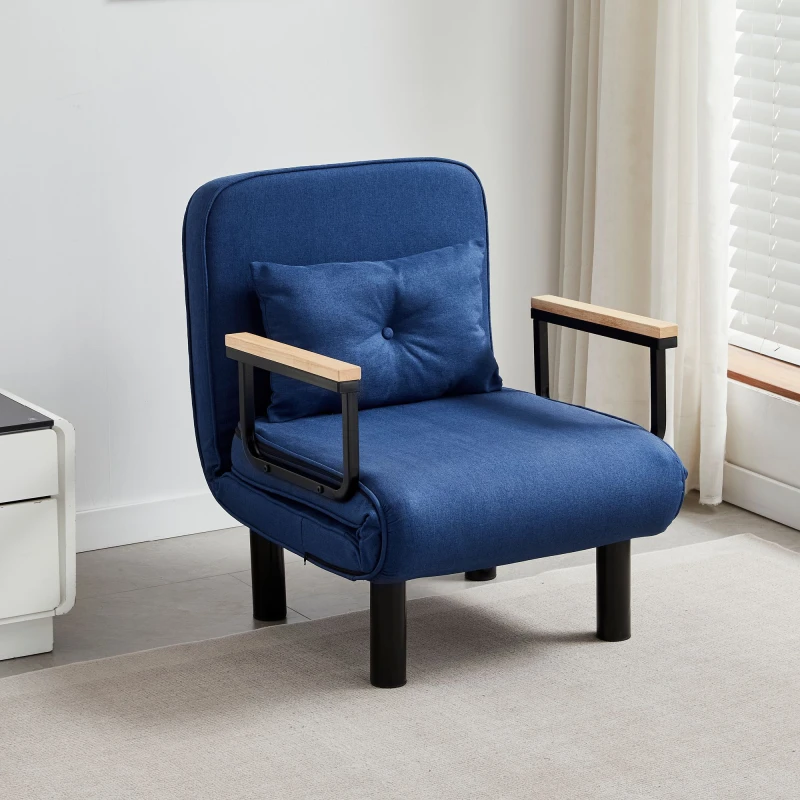 Image of MCC Direct 4 in 1 Folding Single Sofa Bed Convertible Lounge Sleeper Chair with Adjustable Backrest & Large Cushion Grey in Blue Blue Unisex