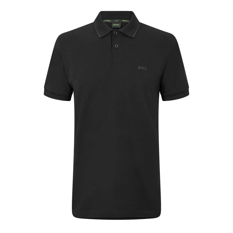 Image of Boss Mens HBG Paul Polo Contrast Striped Trim Shirt Black male S