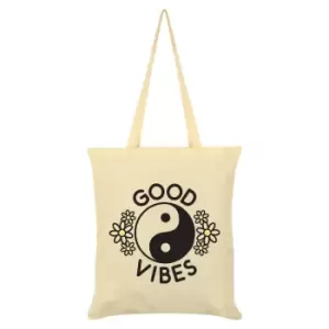Image of Grindstore Good Vibes Cream Tote Bag (One Size) (Cream)