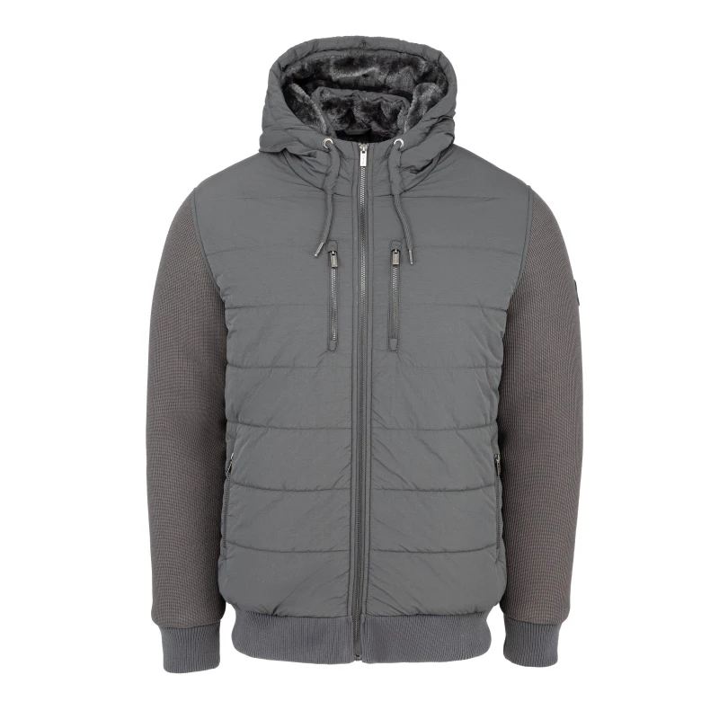 Image of Firetrap Mens Sartorial Padded Quilted Long Sleeve Hybrid Jacket Charcoal male S