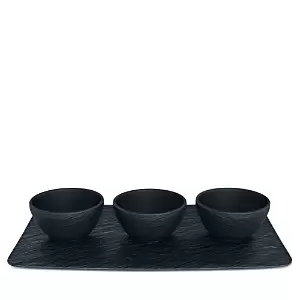 Image of Villeroy & Boch Manufacture Rock Dip Bowl & Tray 4 Piece Set