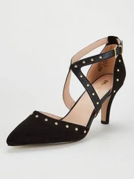 Image of Miss Kg Cabe Studded Cross Strap Court Shoe - Black