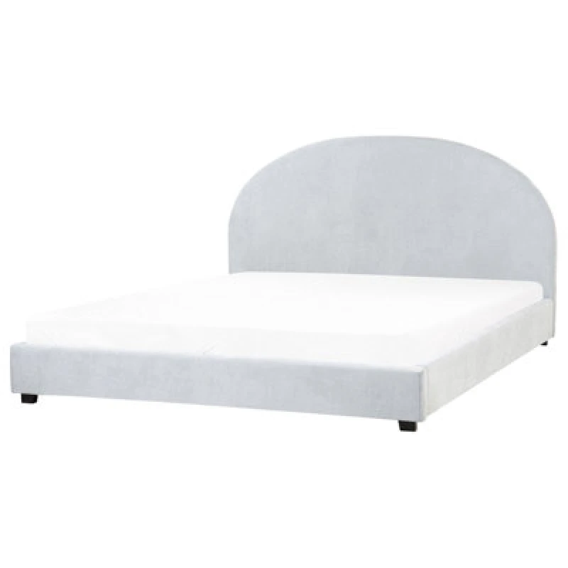 Image of Beliani Bed Chenille Vaucluse 180 X 200 Cm (Eu Super King) Light Blue