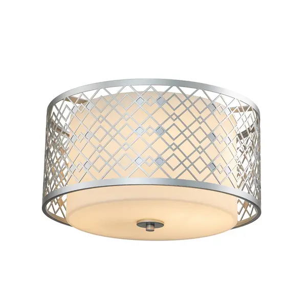 Image of Elstead Elstead Ziggy Glass Flush Ceiling Light - Silver