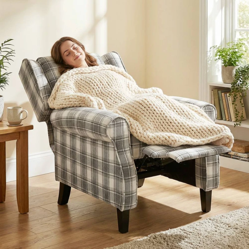 Image of HOMCOM Recliner Chair for Living Room Wingback Chair with Padded Armrest in Grey Grey Unisex