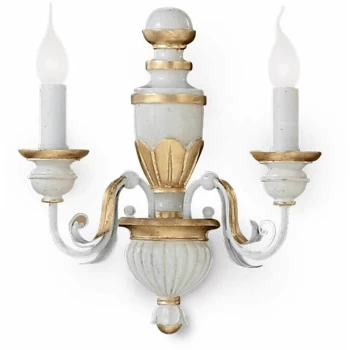 Image of Ideal Lux Lighting - Ideal Lux Firenze - 2 Light Indoor Candle Wall Light Gold, Ivory, E14