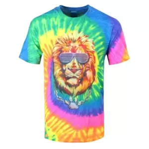 Image of Unorthodox Collective Mens Lion Tie Dye T-Shirt (M) (Multicoloured)