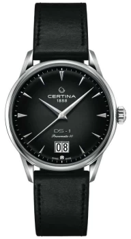 Image of Certina DS-1 Big Date Powermatic 80 Black Leather Strap Watch