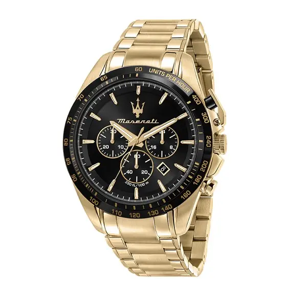 Image of Maserati R8873612041 Traguardo Gold Plated Chronograph Bracelet Watch - W81142