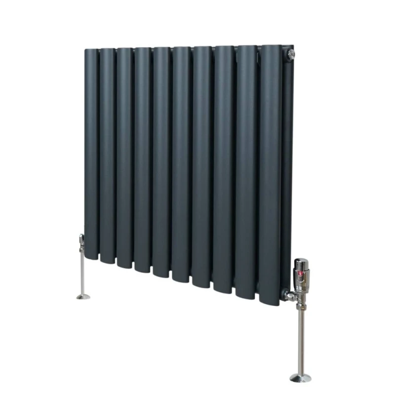 Image of MONSTER-SHOP Oval Column Radiator 600mm x 600mm & trv Chrome Valves Designer 5055986194156