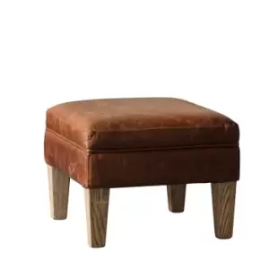 Image of Gallery Interiors Mr. Paddington Stool in Vintage Brown Leather