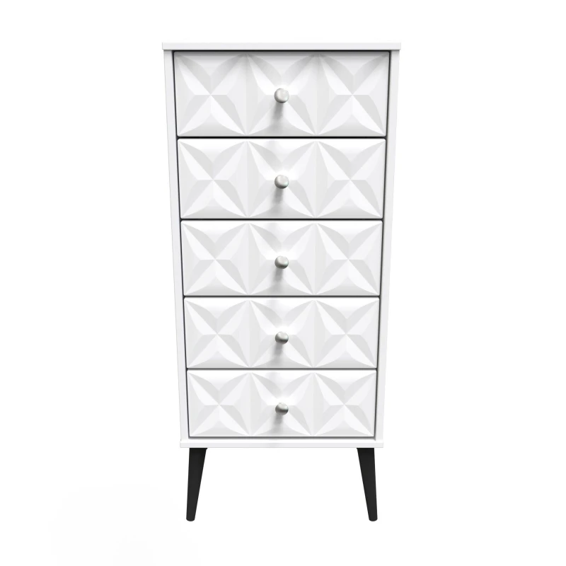 Image of Toledo 5 Drawer Tallboy In White Matt (Ready Assembled)