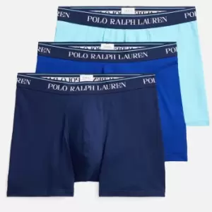 Image of Polo Ralph Lauren Mens 3 Pack Boxer Briefs - French Turquoise/Newport Navy/Heather Royal - L