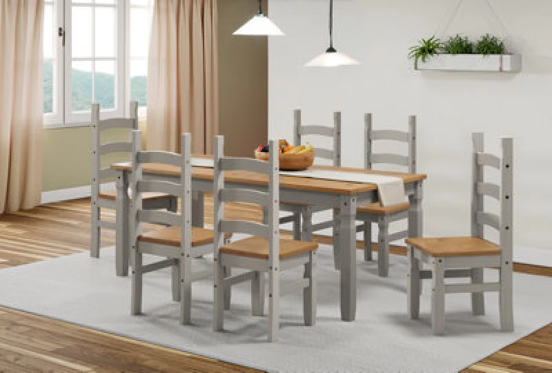 Image of MERCERS FURNITURE Mercers Furniture - Corona Grey Wax 6'0' Dining Table & 6 Chairs 5060765291384