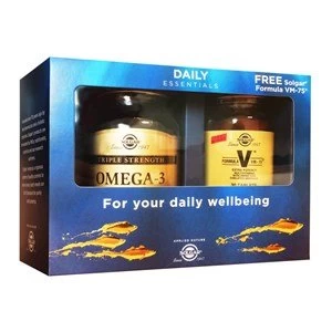 Image of Solgar Triple Strength Omega 3 Softgels Free Solgar VM75 30 Tablets 50 Softgels 30 Tabs