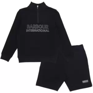 Image of Barbour International Boys Trick Half-Zip Sweatshirt & Shorts Set - Black