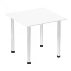 Image of Impulse 800mm Square Table White Top Chrome Post Leg