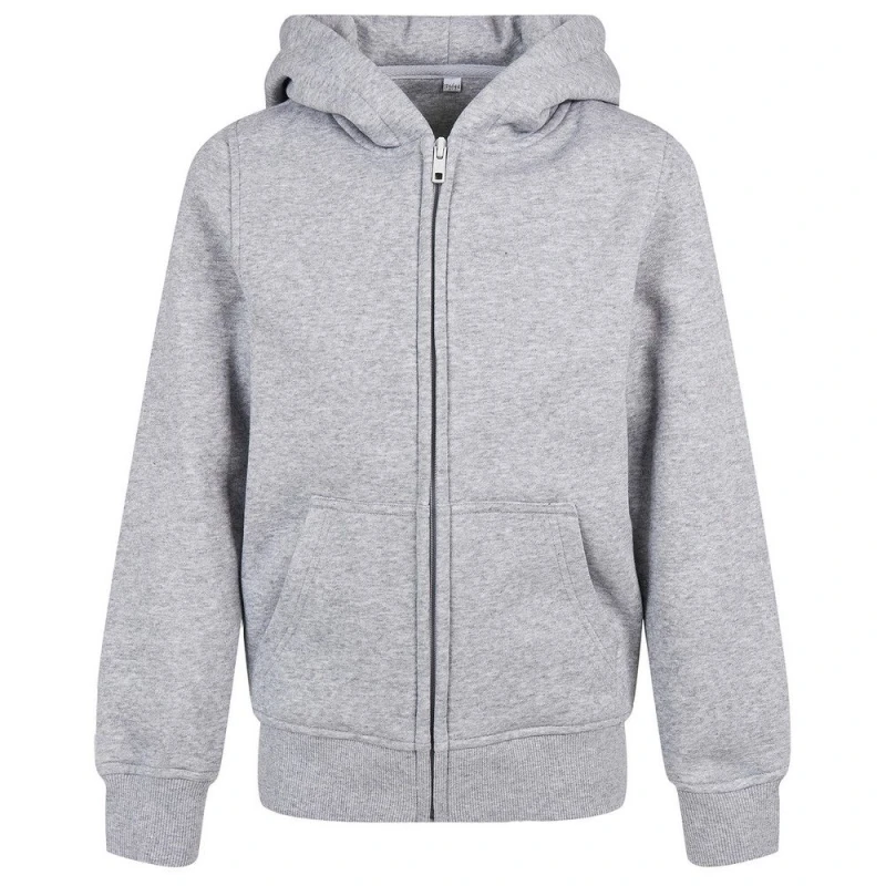 Image of Build Your Brand Basic Full Zip Hoodie in Grey Size: 5-6 Years Grey Unisex 5-6 Years