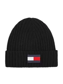 Image of Tommy Hilfiger Kids Fleece Big Flag Beanie Hat - Black