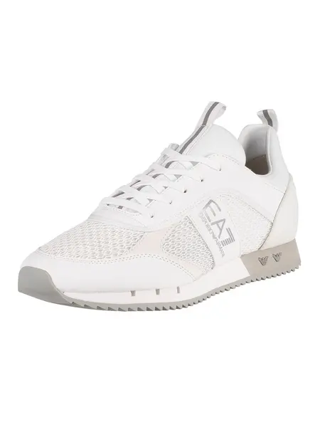 Image of EA7 Woven Trainers White/Silver 10 UK