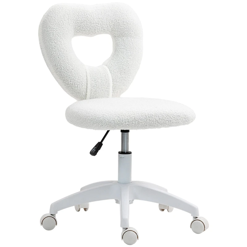 Image of HOMCOM Armless Heart Desk Chair, Makeup Vanity Chair for Home, White White