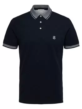 Image of SELECTED Organic Cotton - Polo Shirt Men Blue