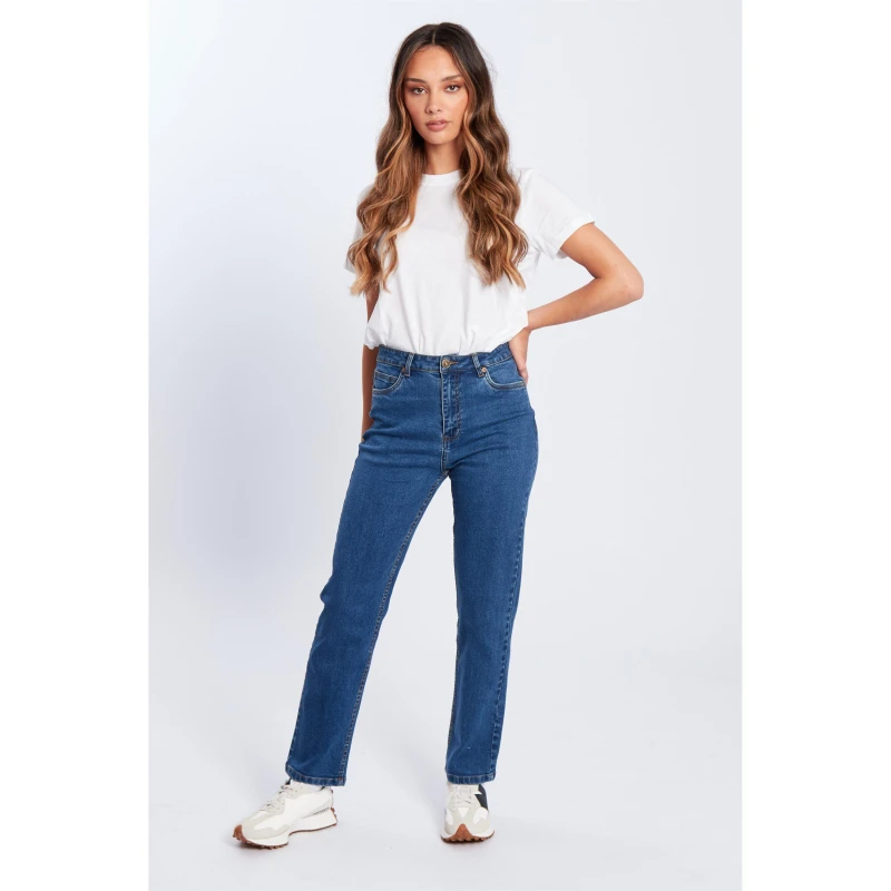 Image of Be You Mom Jeans Womens - Blue Blue 8