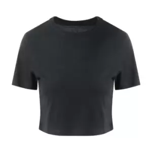 Image of AWDis Just Ts Womens Girlie Tri-Blend Cropped T-Shirt (M) (Solid Black)