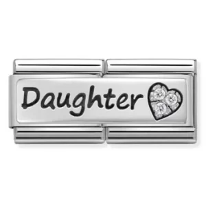 Image of Nomination CLASSIC Silvershine Double Link Daughter Heart Charm...