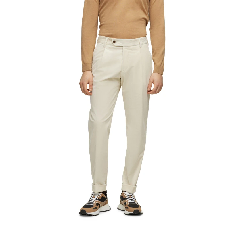 Image of Boss Mens Perin Pleated Trousers White male 30W R