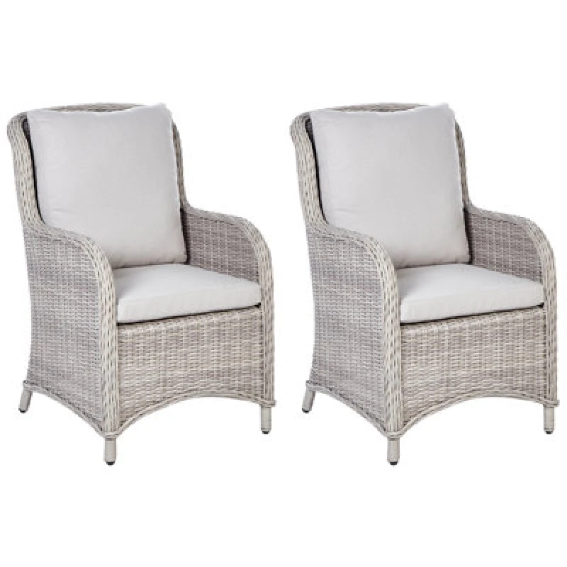 Image of Beliani Set Of 2 Garden Armchairs Cascais Pe Rattan Beige