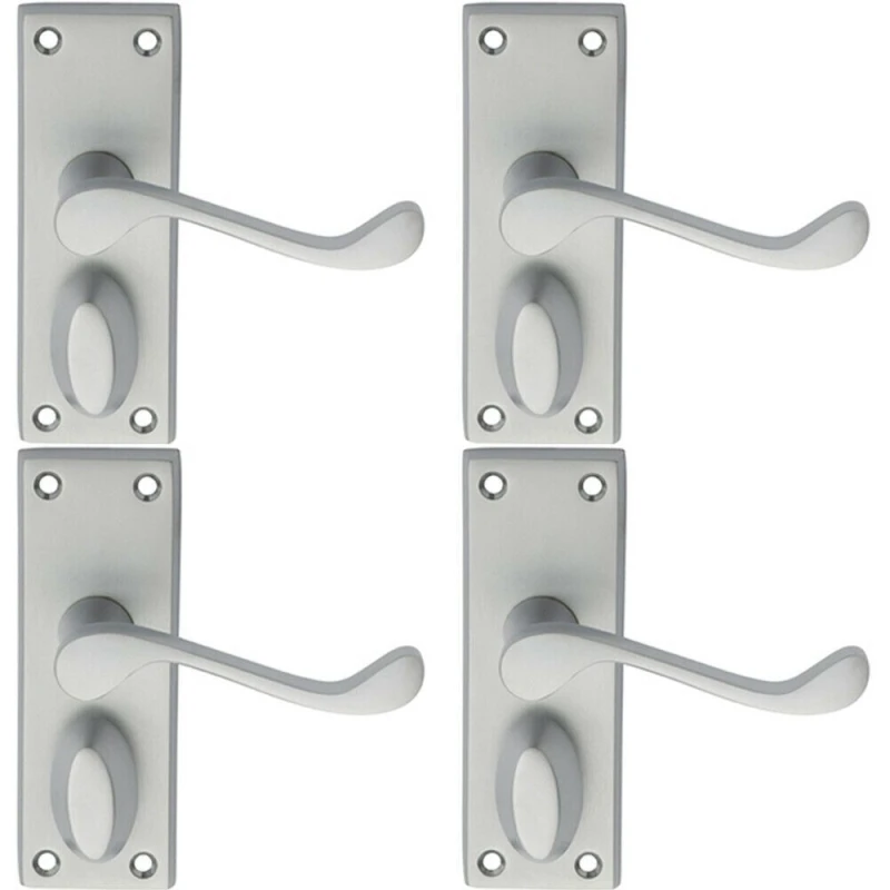 Image of Loops 4x PAIR Victorian Scroll Handle on Privacy Backplate 118 x 43mm Satin Chrome Multi