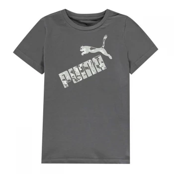 Image of Puma Big Logo Camo T Shirt Junior Boys - Castlerock/Camo
